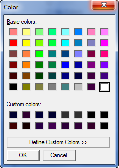 This is a screen shot example of the Column Color Coding option Color dialog.