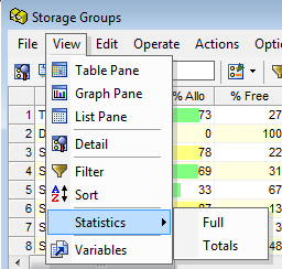 This diagram is an example of the View menu Statistics options, Full and Totals.