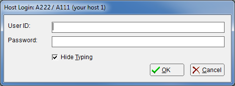 This is a screen shot example of the Host Login dialog