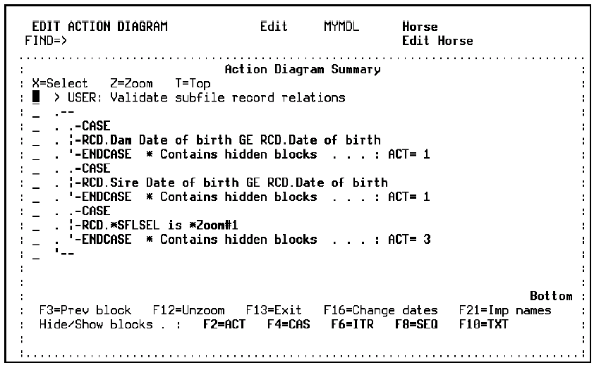 Viewing a Summary of a Selected Block