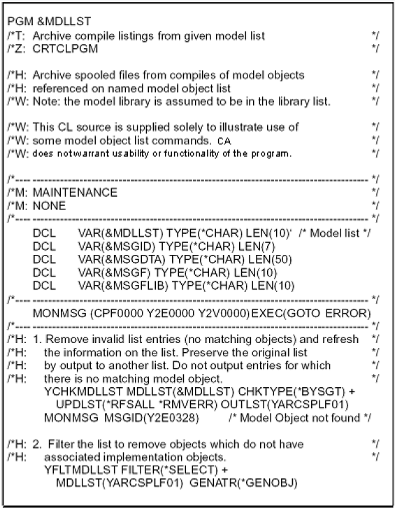 Example - Executing a Model Object List