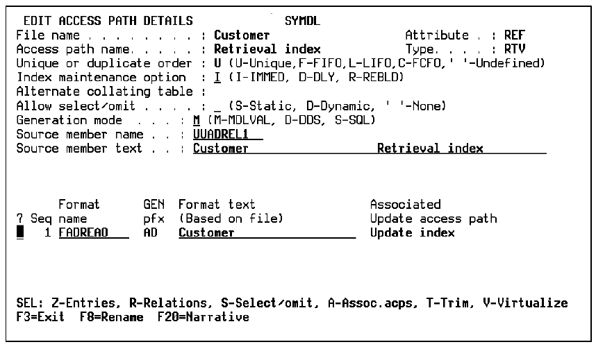 Allocating a Source Member Name for an Access Path