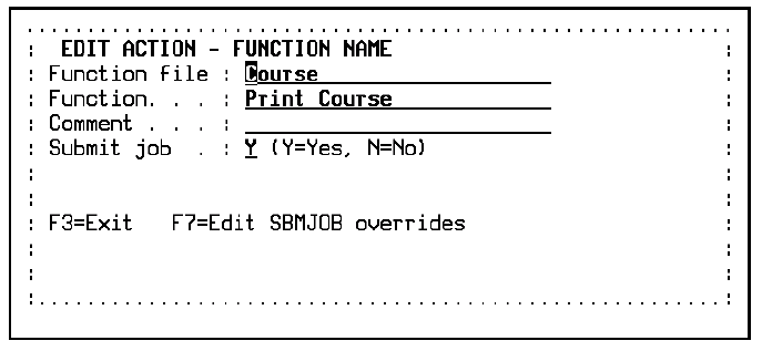 Inserting a SBMJOB in an Action Diagram