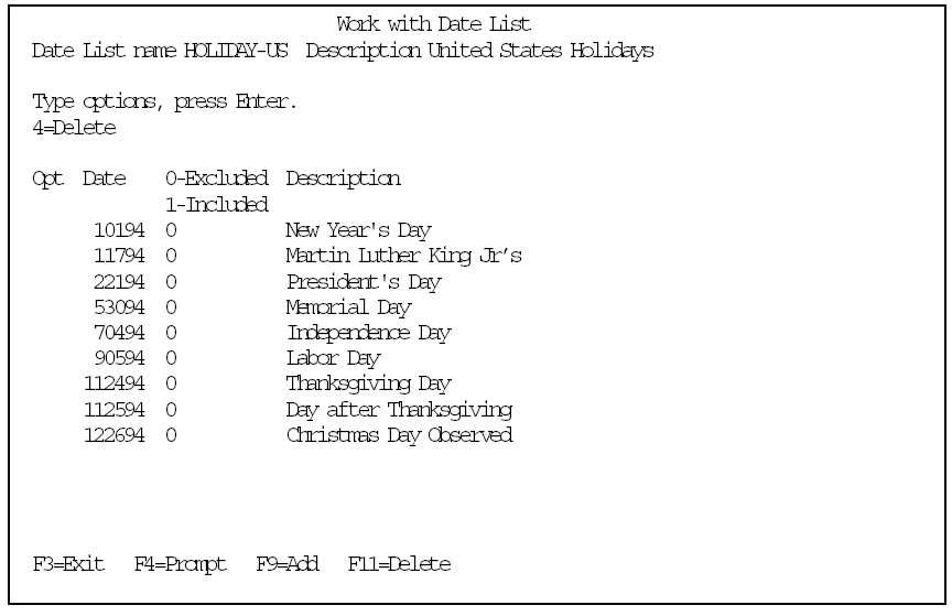 Selection Parameters for Date Built-In Functions