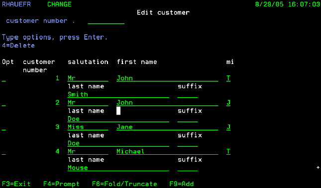 Example full subfile record.