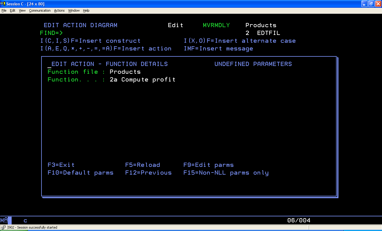 The image depicts the screen after the first time F15 is pressed