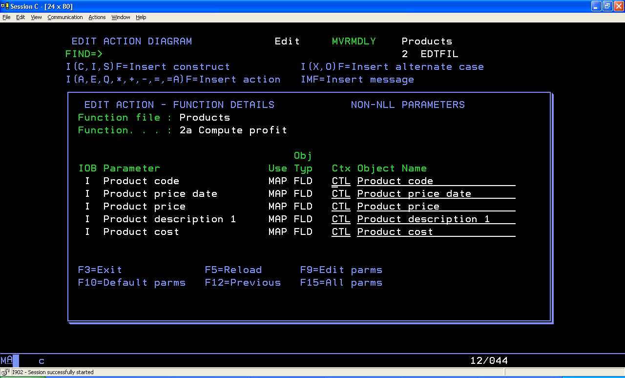 This image depicts the screen after F15 is pressed for the second time