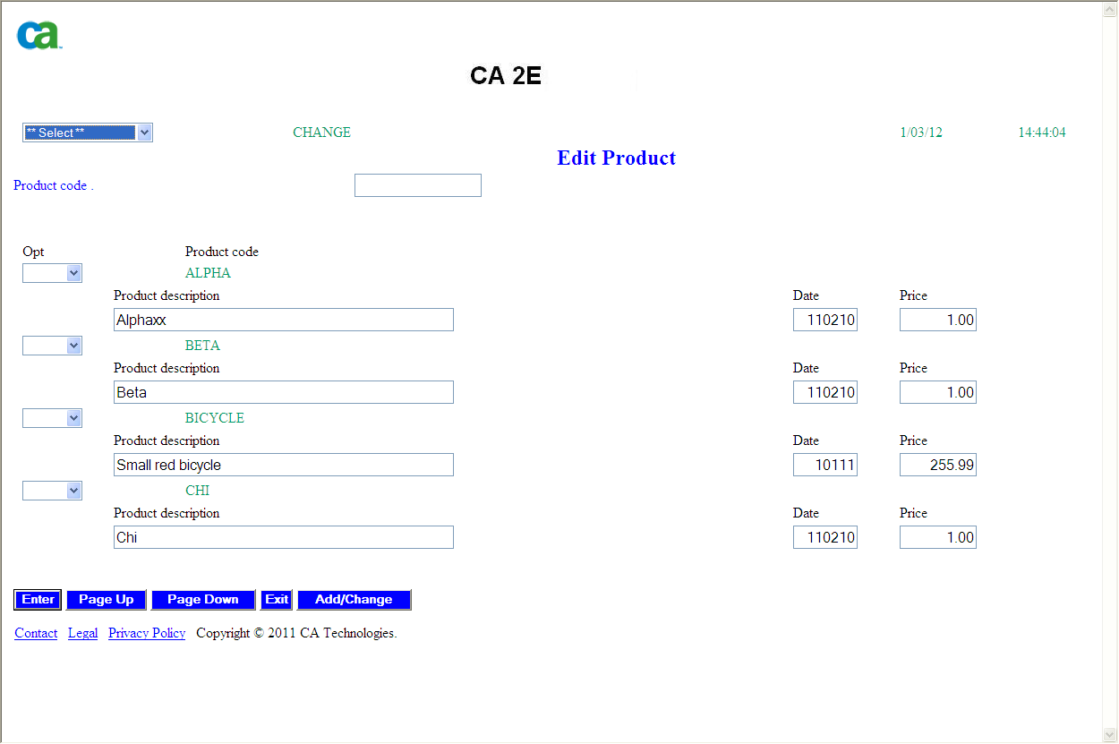 example script selection DDL
