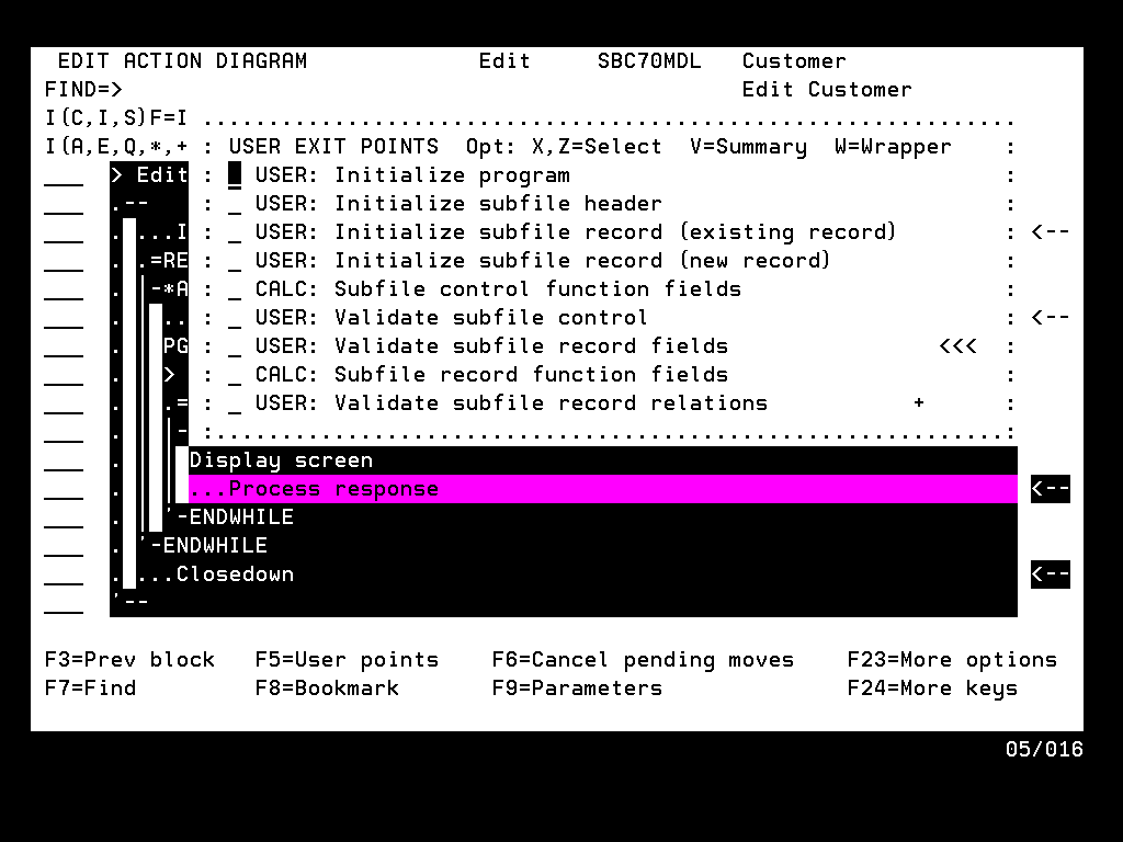 Selecting Action Diagram Statements