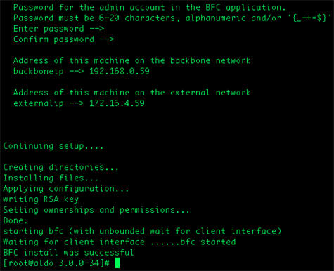 BFC install success message