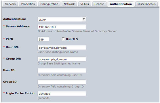 Typical configuration that uses generic LDAP as a global directory service