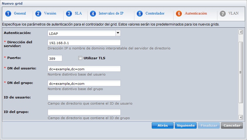 Configuración típica que utiliza LDAP genérico como servicio de directorio global