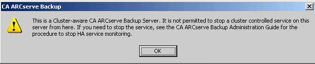 Warning message: Do not stop cluster controlled services.