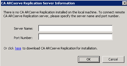 CA ARCserve Replication Server Information dialog.