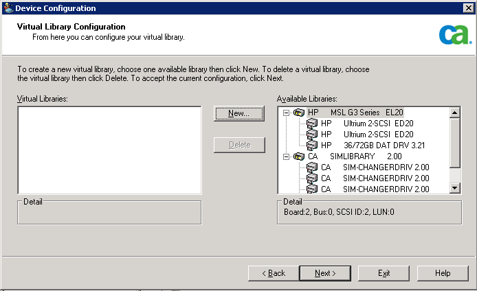 Device Configuration - Virtual Library Configuration dialog.