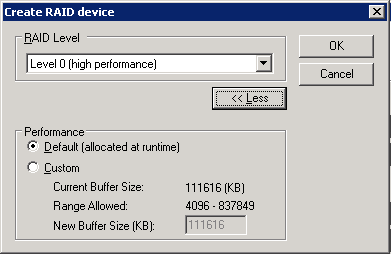 Change RAID Properties dialog.