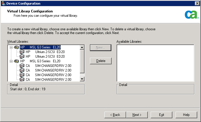 设备配置。  “虚拟存储库配置”对话框。 可用的存储库显示在“虚拟存储库”窗口项中。
