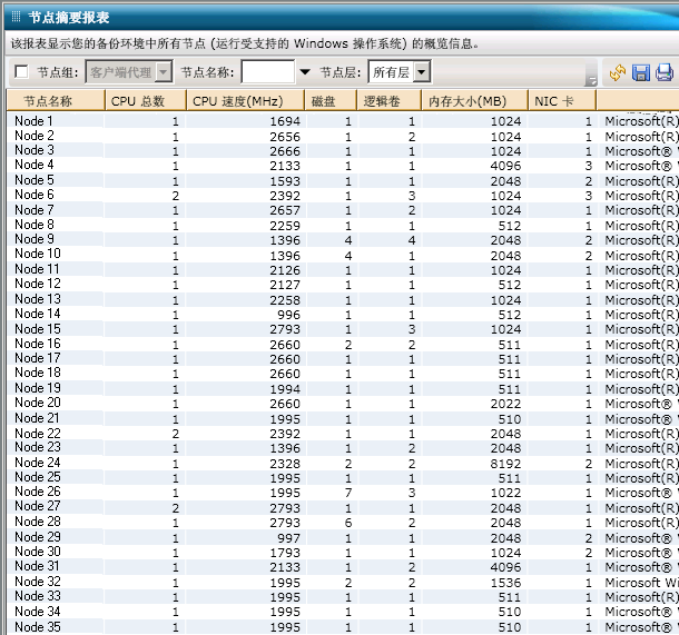 节点摘要报表 - 报表