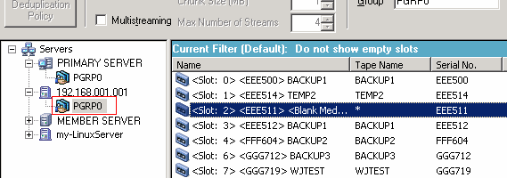备份管理器:已选择“目标”选项卡。 选定了一个 UNIX/Linux 数据移动器服务器,而目标是一个共享存储库。