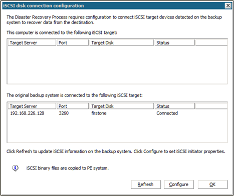 iSCSI 磁碟連線配置畫面