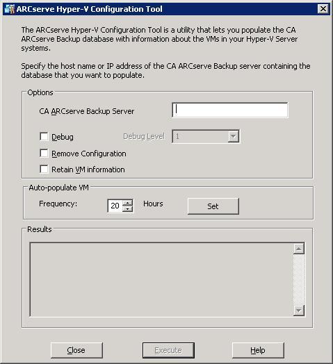 [ARCserve Hyper-V 配置工具] 對話方塊