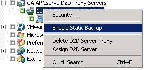 The Enable Static Backup option.