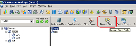 Browse Cloud Folder button from toolbar