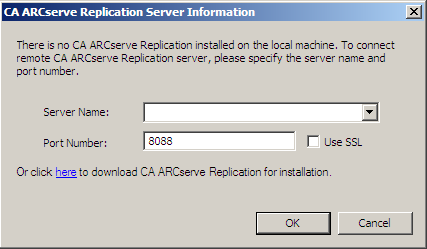 CA ARCserve Replication Server Information dialog.