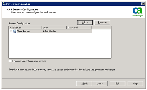 Illustration showing how you can add NAS servers