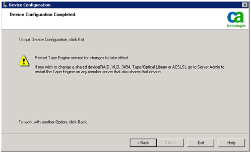 Illustration showing the Device Configuration Completed dialog