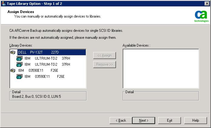 Device Manager. Specify the devices that you want assign as Library Devices from the Available Devices list.