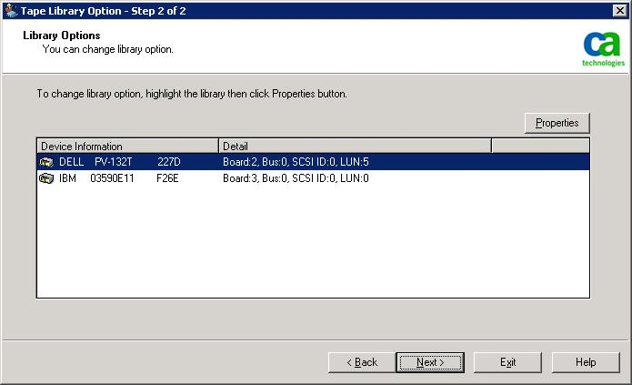 Device Manager. To change library setttings, select a device from the list and click Properties.