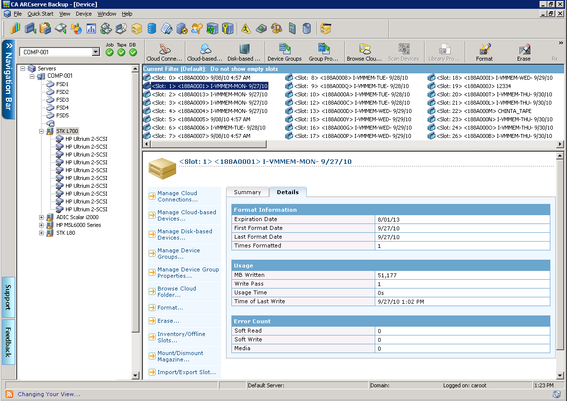 Device Manager window. Detailed information about media displays.