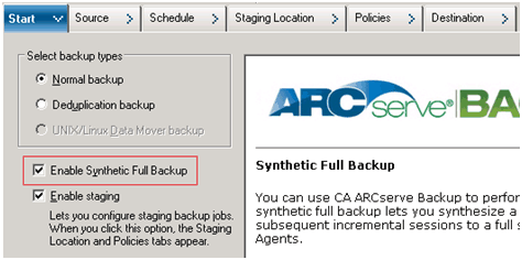 Backup Manager Start Tab_Normal Backup with SFB