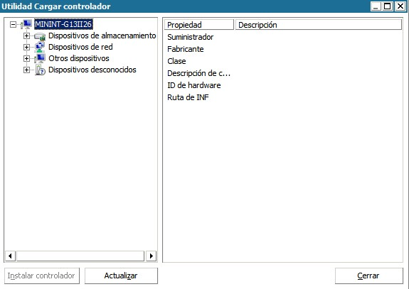 Utilidad Cargar controlador
