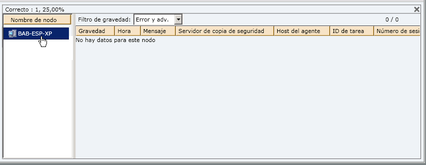 Informe de estado de las copias de seguridad del nodo: informe de lista detallado