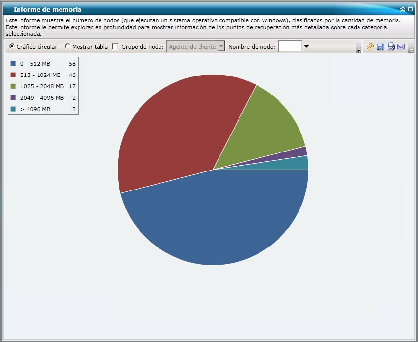 Informe de memoria : gráfico circular de resumen