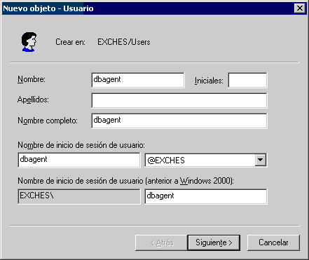 Nuevo usuario de objeto que muestra el nombre