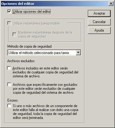 Cuadro de diálogo Opciones de editor