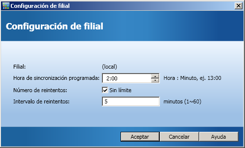Central Manager - Branch Configuration Dialog