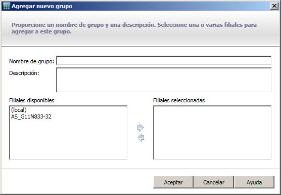 Grupos del gestor central: agregar nuevo grupo