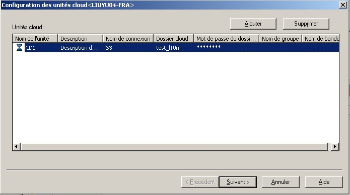 Ajout d'une unité cloud