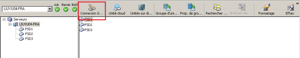 Gestion d'une unité cloud à partir de la barre d'outils