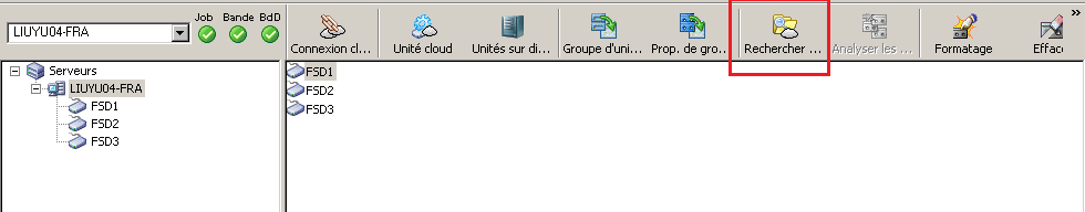 Option Rechercher dans le dossier cloud de la barre d'outils