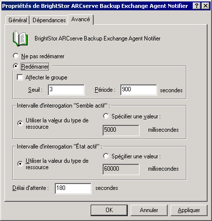 Onglet Outil de notification de l'agent