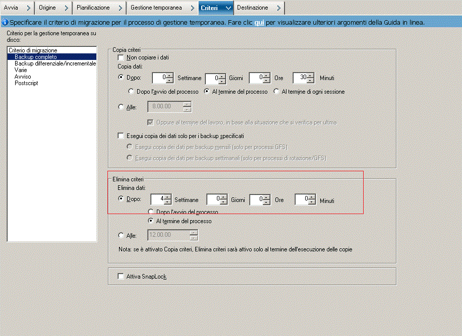 Backup Manager Policies Tab_Migration Policy GFS for SFB