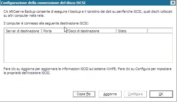 Configurazione della connessione del disco iSCSI tramite Utilità