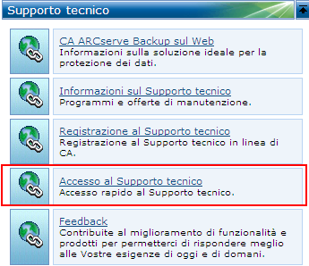 Novità e supporto - Pagina iniziale di ARCserve