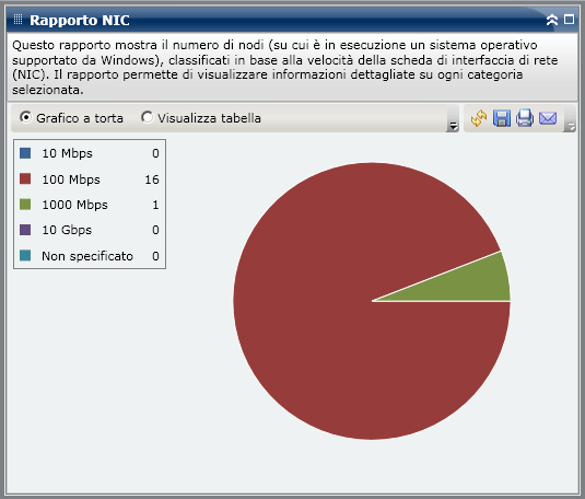 Rapporto rete - Grafico a torta riepilogativo
