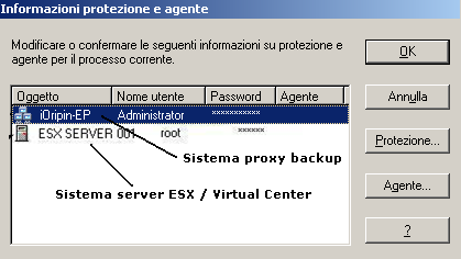 Illustrazione: finestra di dialogo Protezione e agente
